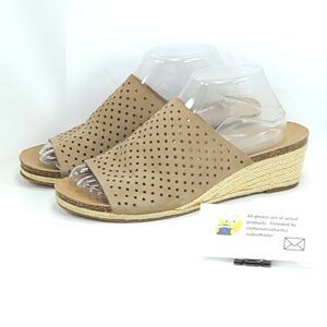 Lucky Brand Open Toe Casual Clog Wedge Sandal Womens Size 9 39 Brown Beige